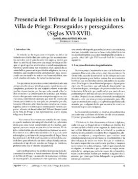 Presencia del tribunal de la inquisición en la Villa de Priego: Perseguidos y perseguidores (Sigl...