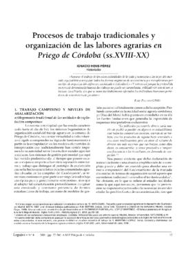 Procesos de trabajo tradicionales y organización de las labores agrarias en Priego de Córdoba (ss...