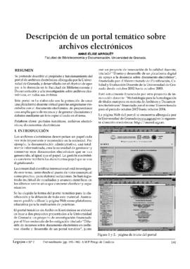 Descripción de un portal temático sobre archivos electrónicos