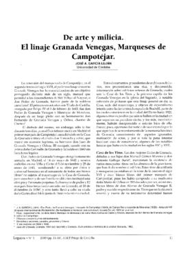 De arte y milicia. El linaje Granada Venegas. Marqueses de Campotéjar