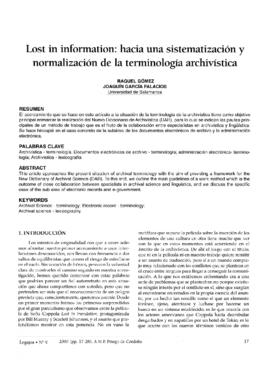 Lost in information: hacia una sistematización y normalización de la terminología archivística