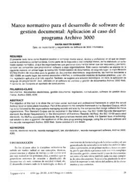 Marco normativo para el desarrollo de software de gestión documental: Aplicación al caso del programa Archivo 3000