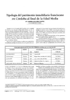 Tipología del patrimonio inmobiliario franciscano en Córdoba al final de la edad media