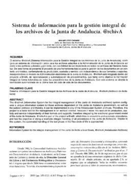 Sistema de información para la gestión integral de los archivos de la Junta de Andalucíz. @rchivA