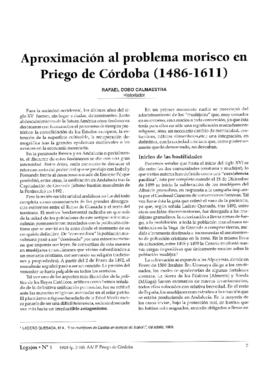Aproximación al Problema Morisco en Priego de Córdoba 1486 - 1611
