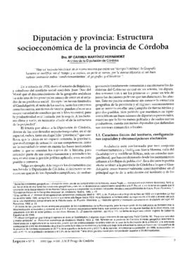 Diputación y Provincia: Estructura socioeconómica de la provincia de Córdoba