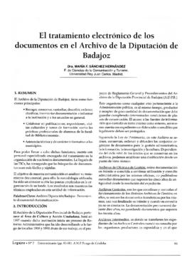 El tratamiento electrónico de los documentos en el Archivo de la Diputación de Badajoz