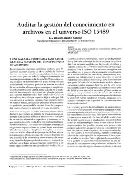 Auditar la gestión del conocimiento en archivos den el universo ISO 15489