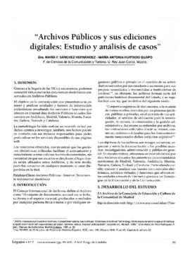 Archivos Públicos y sus ediciones digitales: Estudio y análisis de casos
