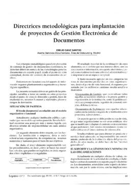 Directrices metodológicas para la implantación de proyectos de gestión electrónica en documentos