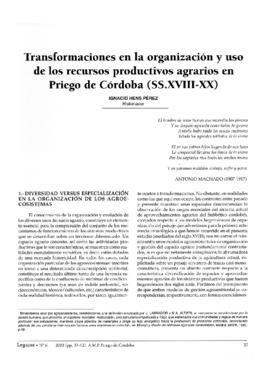 Transformación en la organización y uso de los recursos productivos agrarios en Priego de Córdoba...